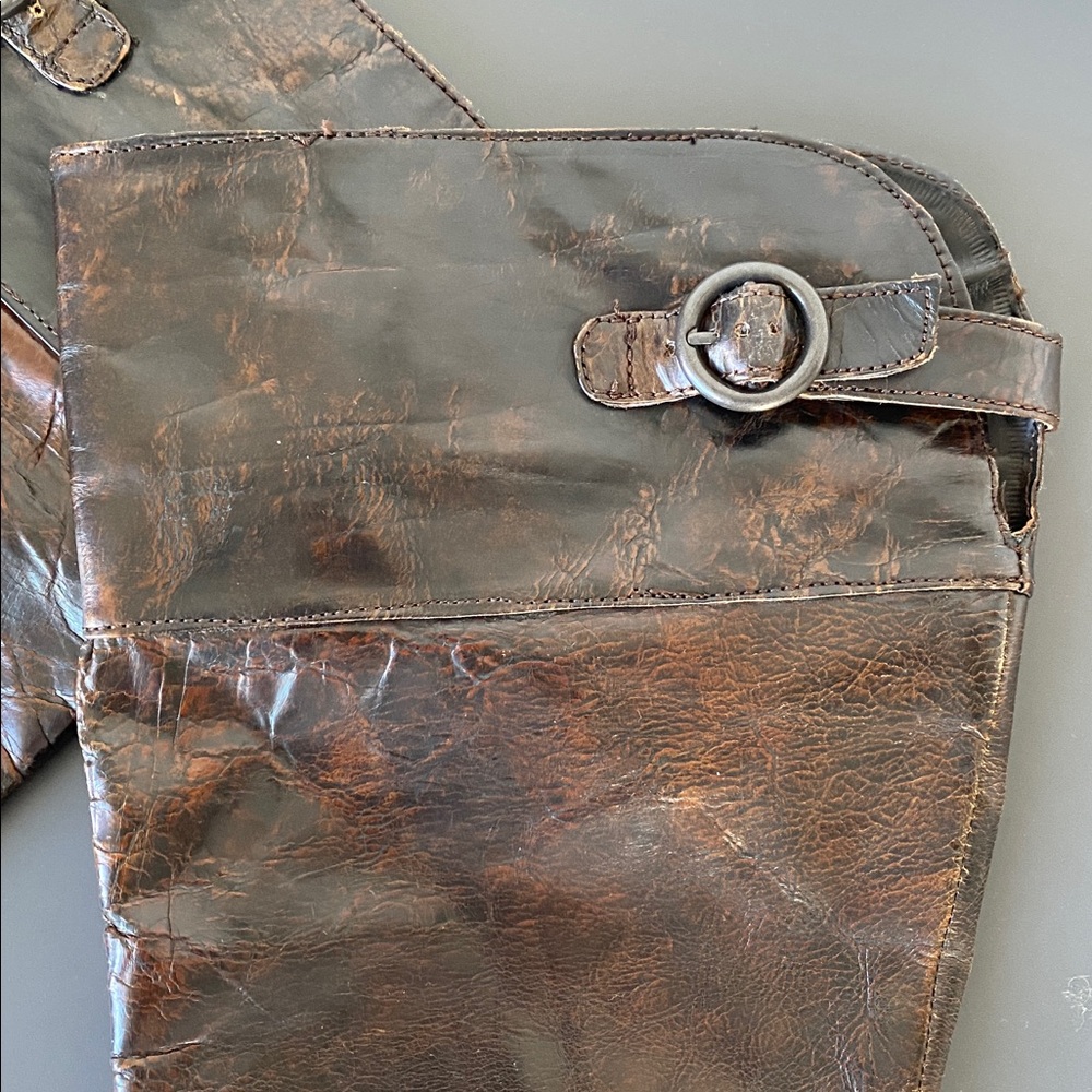 Born Rich Brown Leather Over the Knee Boots Sz 10 Boho Western Cottage Festival - Picture 4 of 14